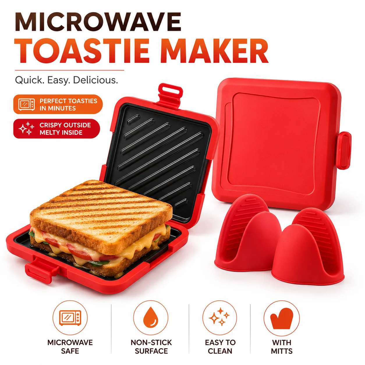 Breakfast Sandwich Maker - صانع ساندويتشات للميكروويف مع مقلاة غير