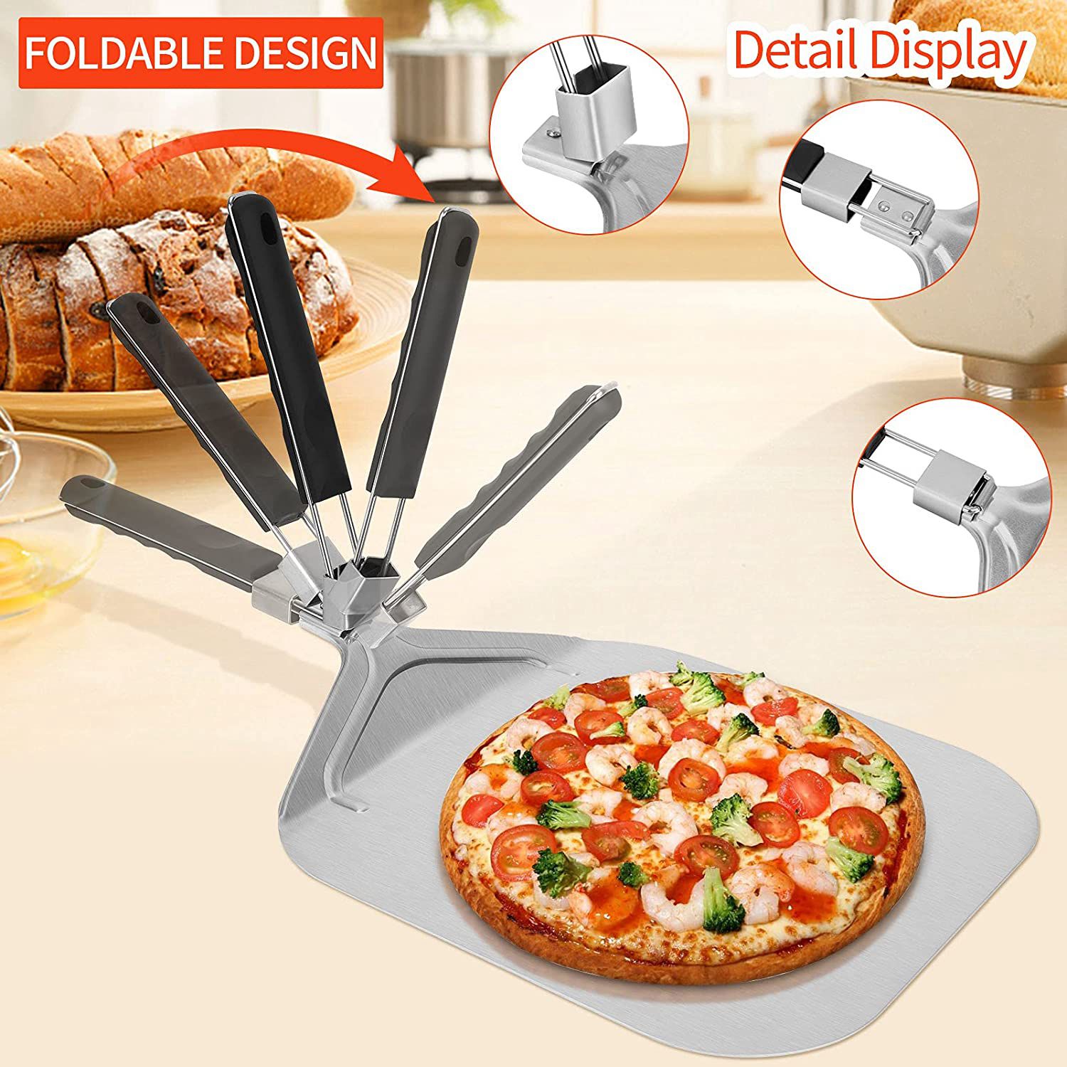 Pizza Stone Baking - WSFS! قشر بيتزا من الألومنيوم قابل