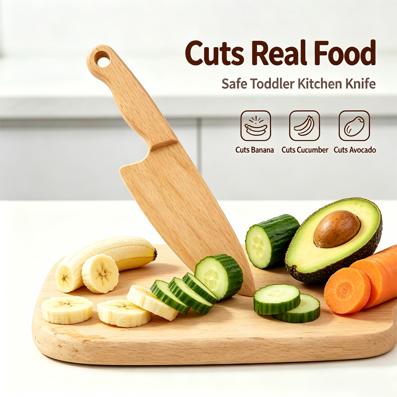 Kitchen Gadgets For Kids - سكين خشبي للأطفال لطيف الأسماك على