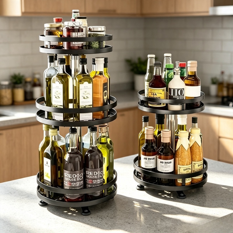 Kitchen Gadgets Storage Ideas - 360 ° حامل توابل دوار متعدد