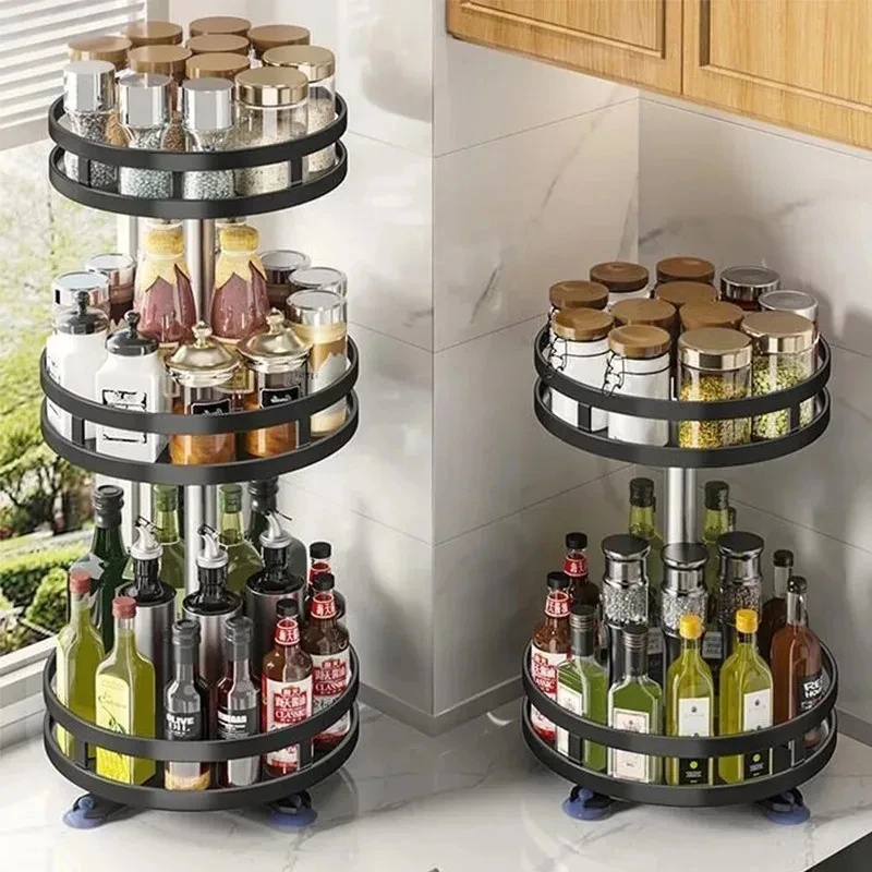 360 °   حامل توابل دوار متعدد  - مراجعة Kitchen Gadgets Storage Ideas وسعره