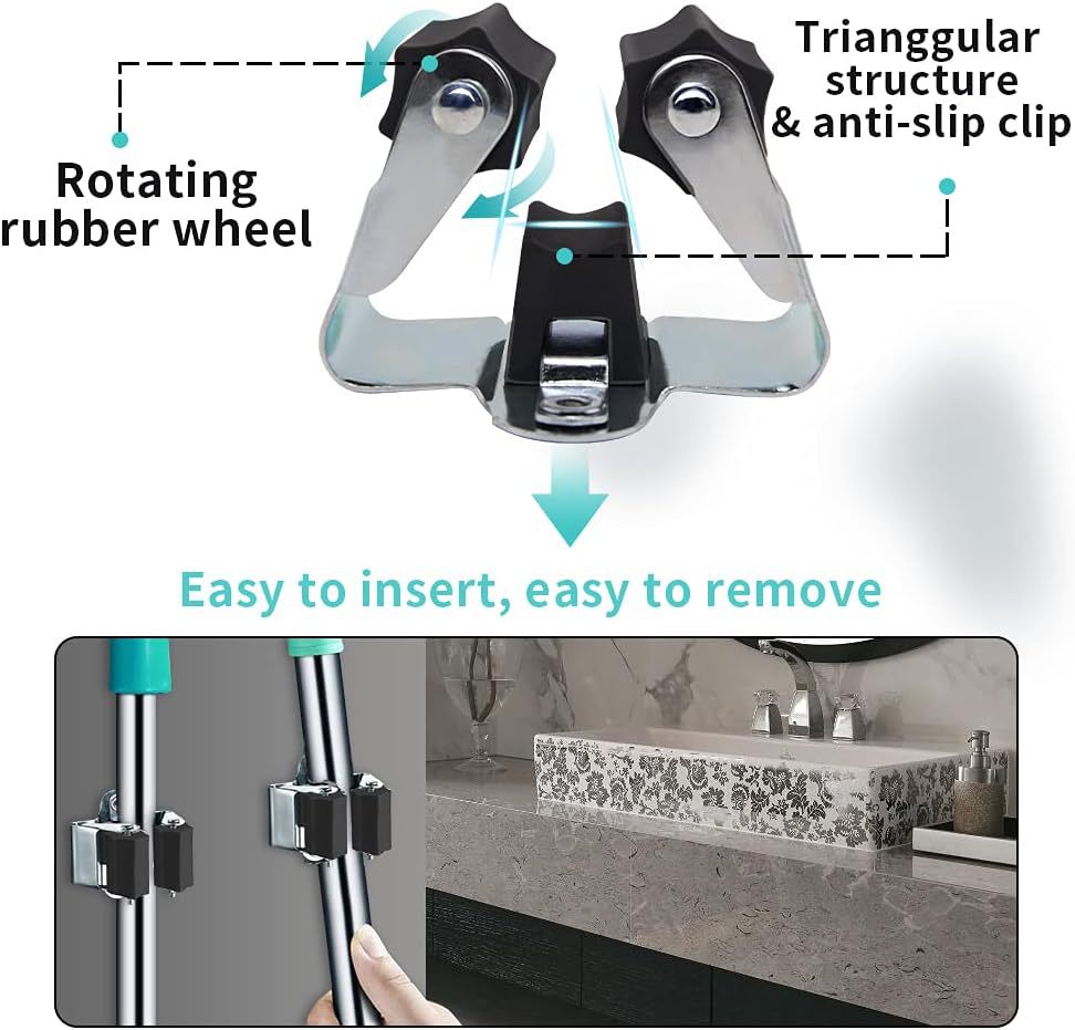 حامل مكنسة وممسحة معدني شديد ا - مراجعة Kitchen Gadgets Storage Ideas وسعره